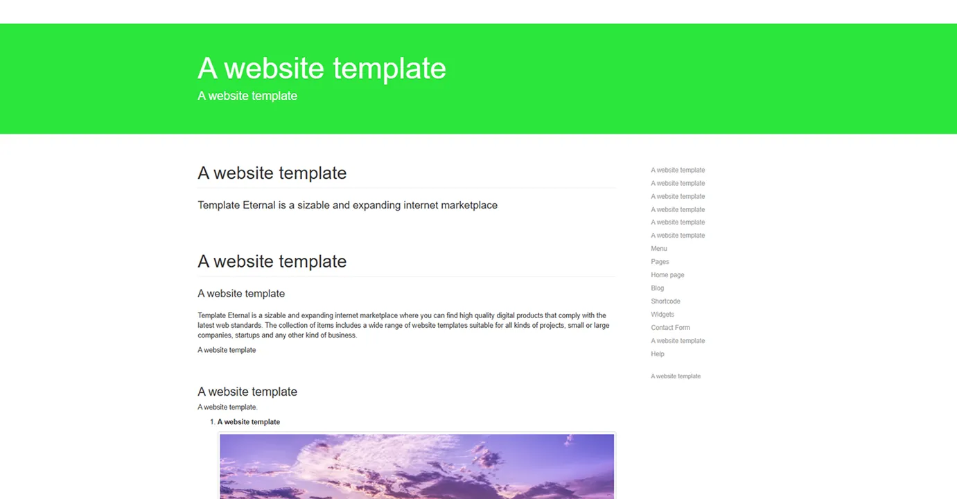 Template with a sidebar (Green)