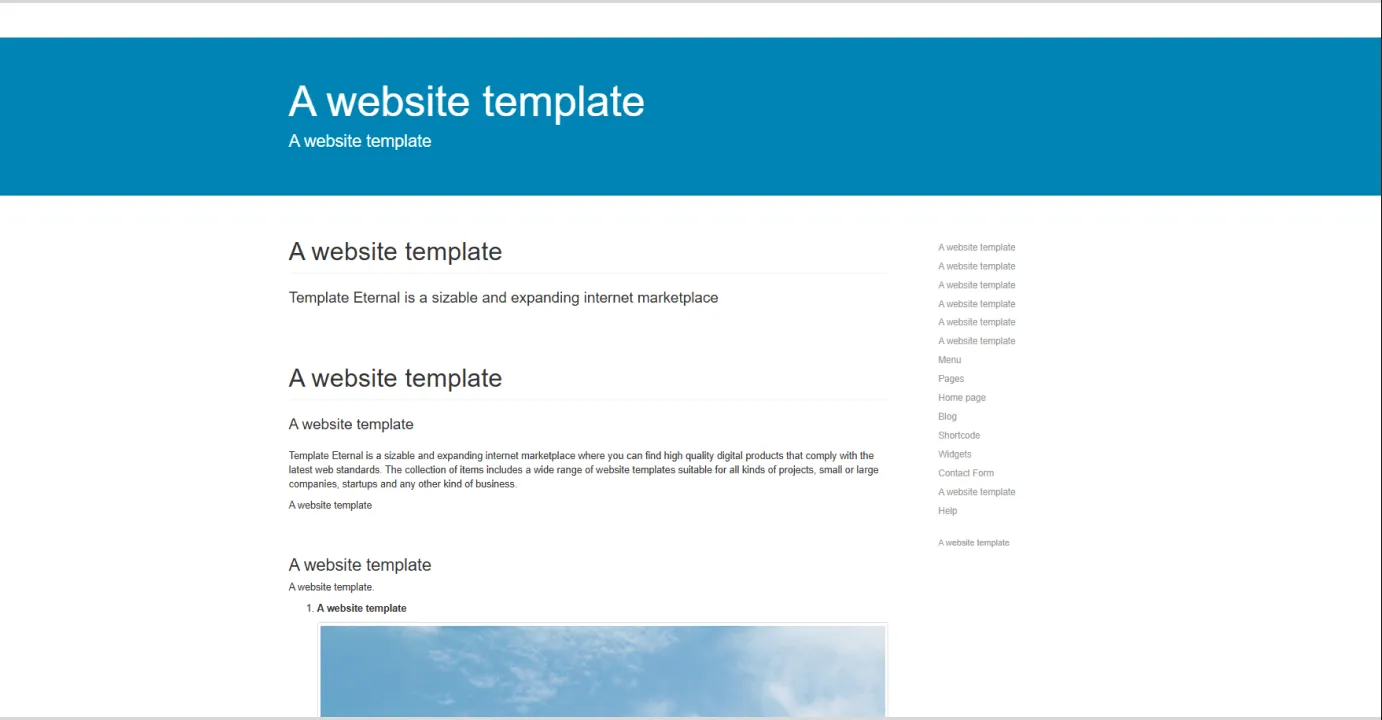 Template with a sidebar (Cyan)